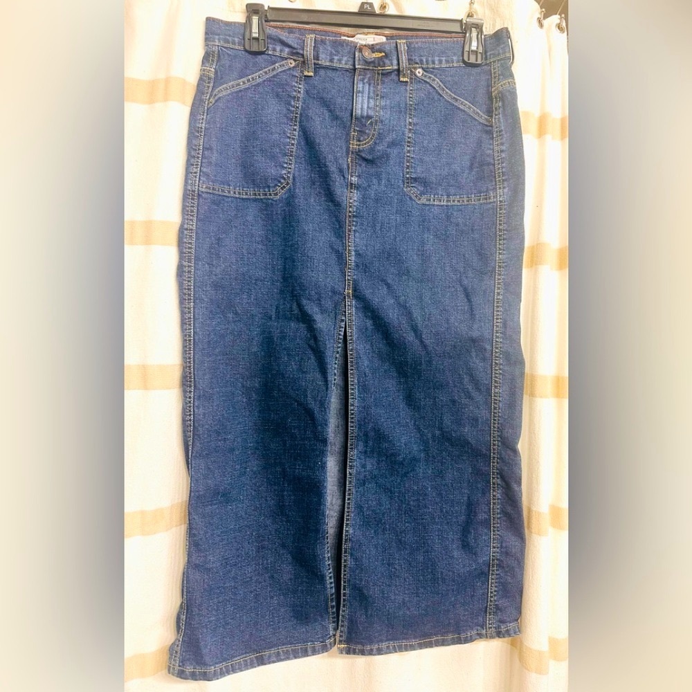 Levi’s Strauss Signature Y2K Blue Denim Ankle /Maxi Skirt High Open Cut Leg 12